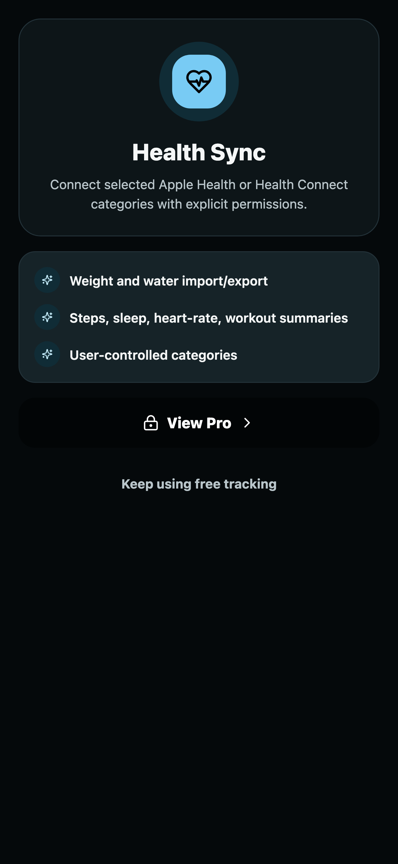 Health sync controls